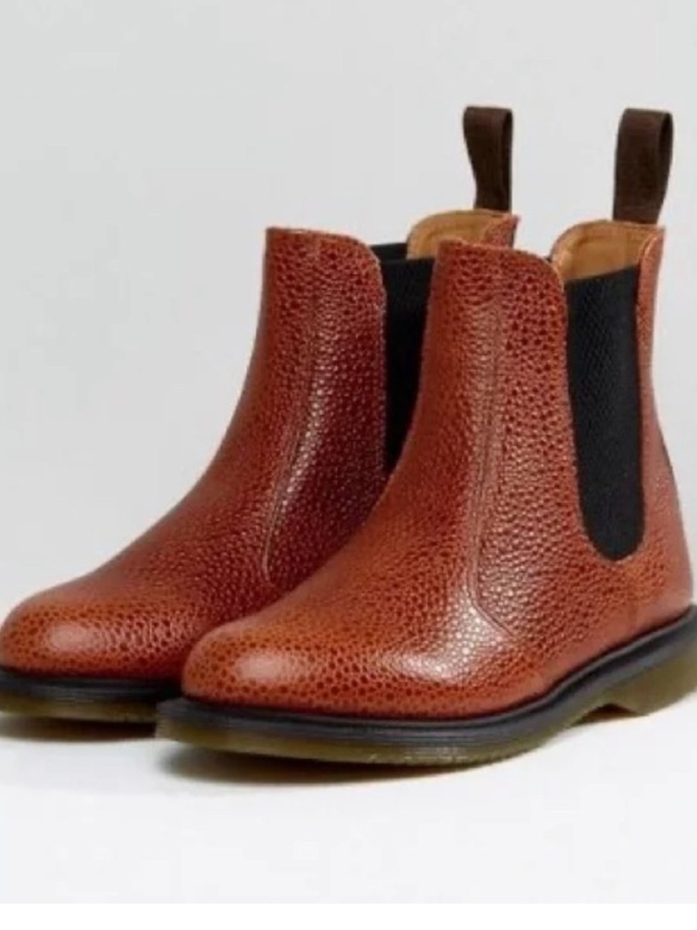 Dr Martens Kensington Flora Chestnut Chelsea Boots Size 6 USA pebbled leather